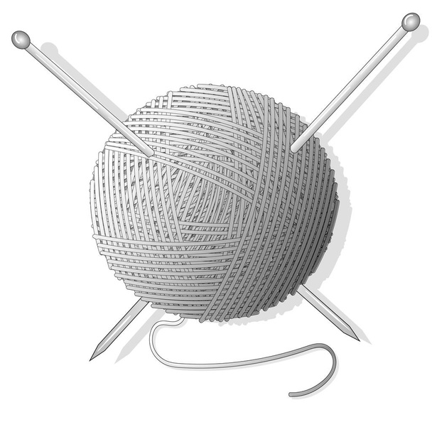 Boule de laine pour aiguilles à tricoter et à tricoter. Illustrat vectoriel
 - Vecteur, image