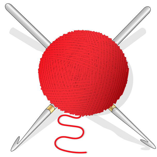 Bola de lana para hacer punto y ganchillo. Imagen de ilustración vectorial sobre fondo blanco
.... - Vector, Imagen