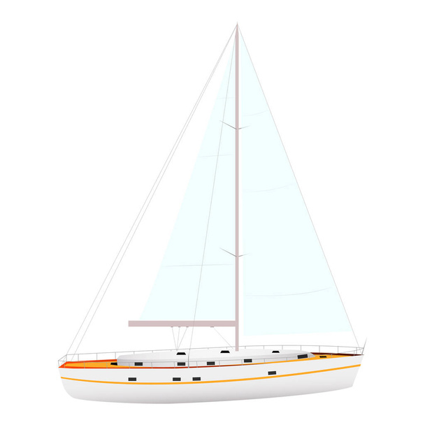 Sailing yacht isolated on the white background. Flat style. - Vector, Image