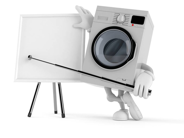 Wasmachine karakter met blanco whiteboard - Foto, afbeelding