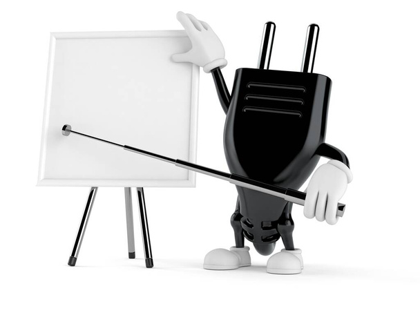 Elektrische plug karakter met blanco whiteboard - Foto, afbeelding