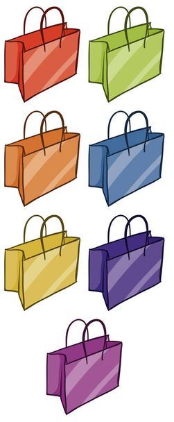 Isolated set of shopping bags in different color - Vector, Image