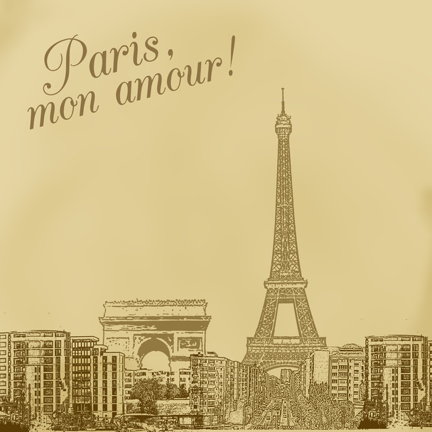 Пейзаж Парижа
 - Вектор,изображение