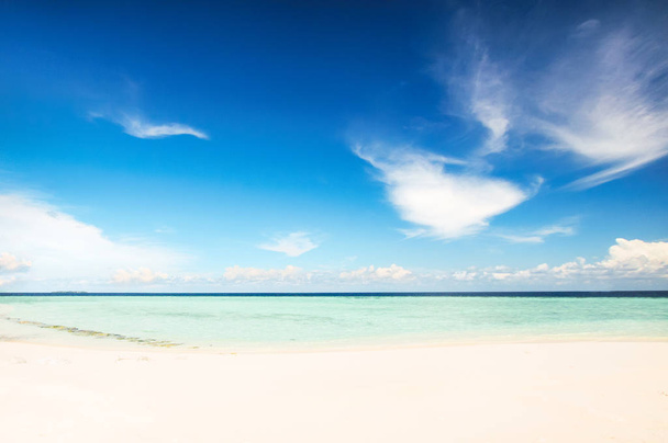 Beautiful tropical view: white sand beach in Maldives. - Photo, Image