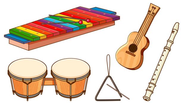 isolierte Reihe von Instrumenten auf weißem Hintergrund - Vektor, Bild