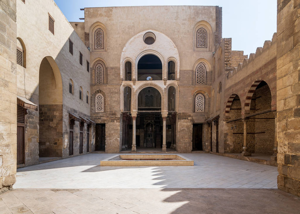 Main Iwan at courtyard of public historic mosque of Sultan Qalawun, Moez Street, Cairo, Egypt - Photo, Image