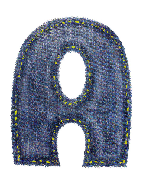 denim letters and numbers of English alphabet. Isolated objects on white background - Φωτογραφία, εικόνα
