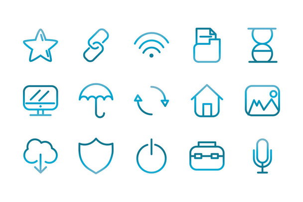 user interface icons set blue gradient - Διάνυσμα, εικόνα