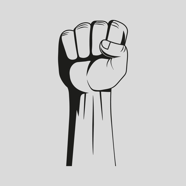 Vectoro illustration of hand with fist grey background. Isolated. - Vector, Image