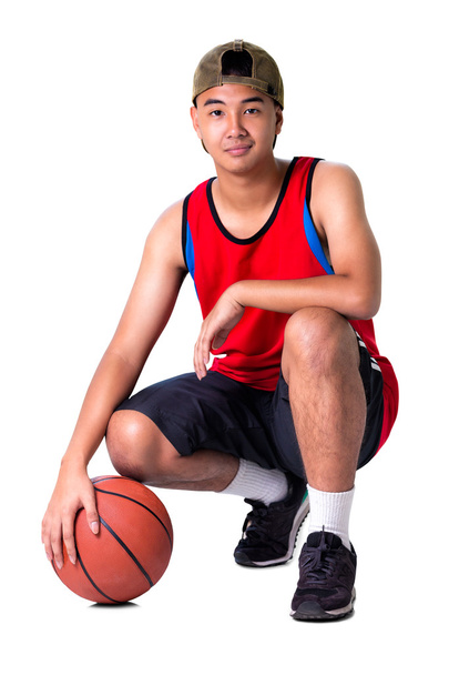 Teenager boy sitting with basketball - Foto, Bild