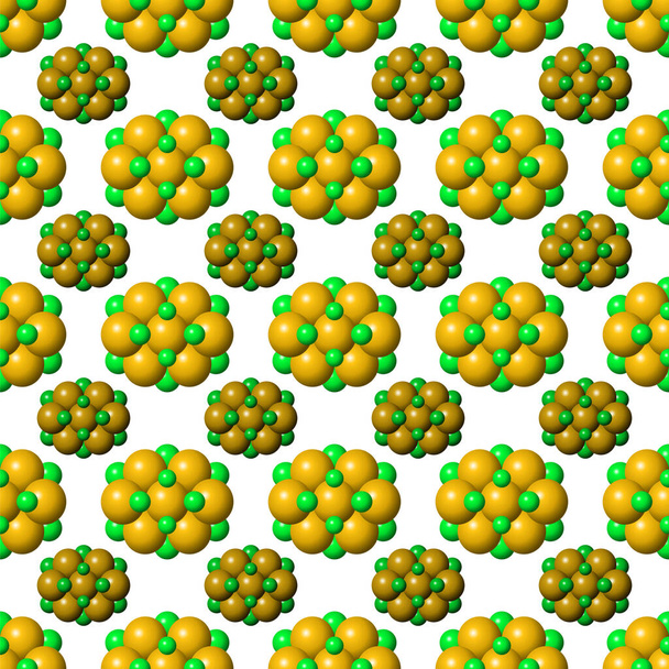 Diseño abstracto de moléculas. Esferas amarillas Patrón sin costura. Molecular Structure Atoms. Antecedentes médicos para Banner
 - Vector, imagen
