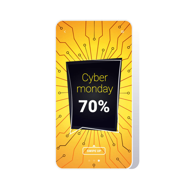 big sale cyber monday circuit board sticker special offer promo marketing holiday shopping concept smartphone screen online mobile app advertising campaign banner - Διάνυσμα, εικόνα