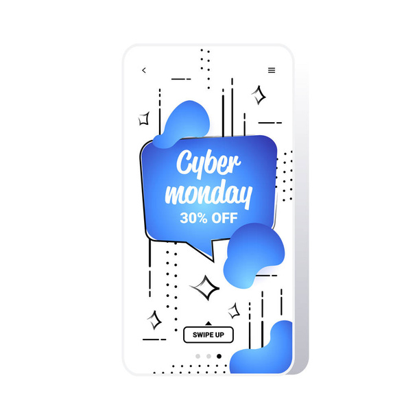 big sale cyber monday liquid color sticker special offer holiday shopping concept smartphone screen online mobile app advertising campaign fluid gradient banner - Vektor, Bild