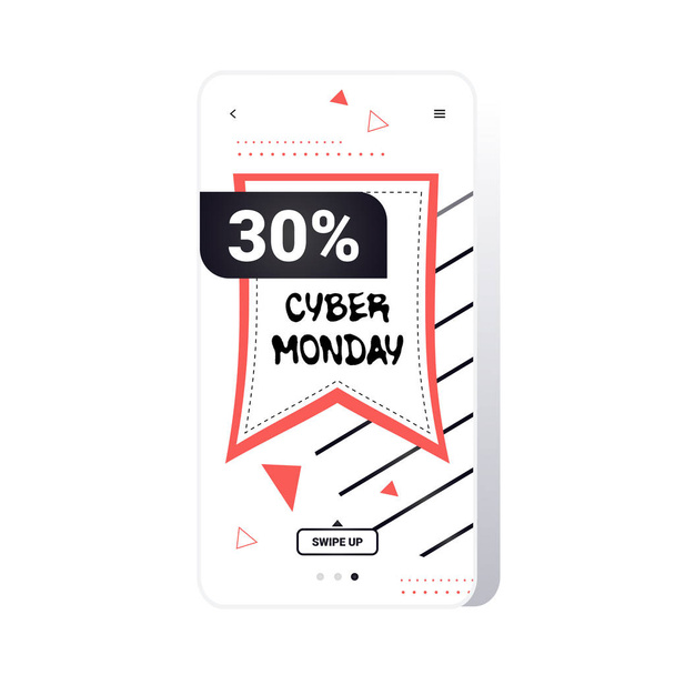 big sale cyber monday sticker special offer promo marketing holiday shopping concept smartphone screen online mobile app advertising campaign banner - Vettoriali, immagini