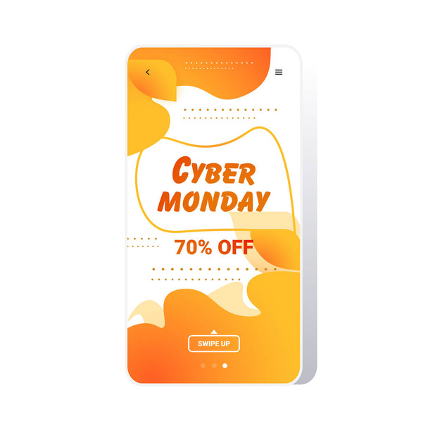 big sale cyber monday liquid color sticker special offer holiday shopping concept smartphone screen online mobile app advertising campaign fluid gradient banner - Вектор,изображение