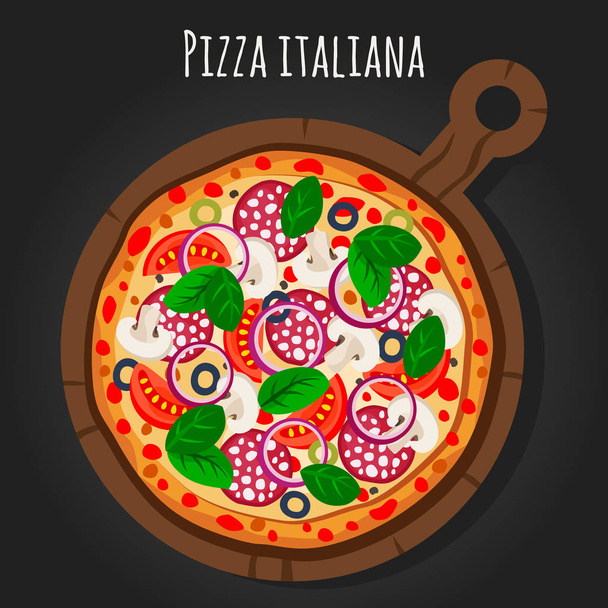 Pizza italiana vector flat illustration. - Vetor, Imagem
