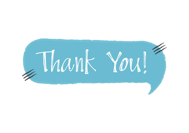 Thank you - blue speech bubble in doodle style. Vector illustration - Vector, Image