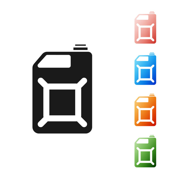 Bote negro para icono de gasolina aislado sobre fondo blanco. Icono de gas diesel. Establecer iconos de colores. Ilustración vectorial
 - Vector, imagen