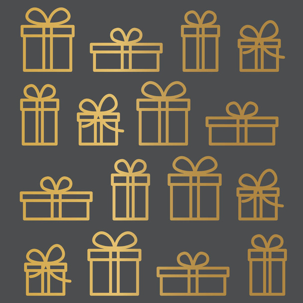 golden gift box pattern- vector illustration - Vector, Image