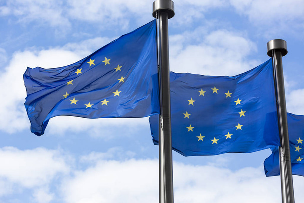Close up EU Flags - Photo, Image
