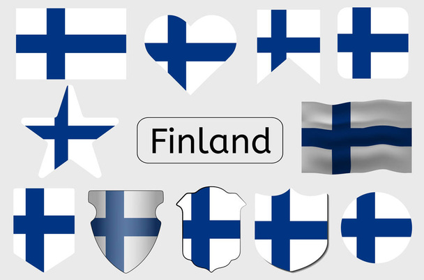 Ikona Finské vlajky, ilustrace vektoru země - Vektor, obrázek