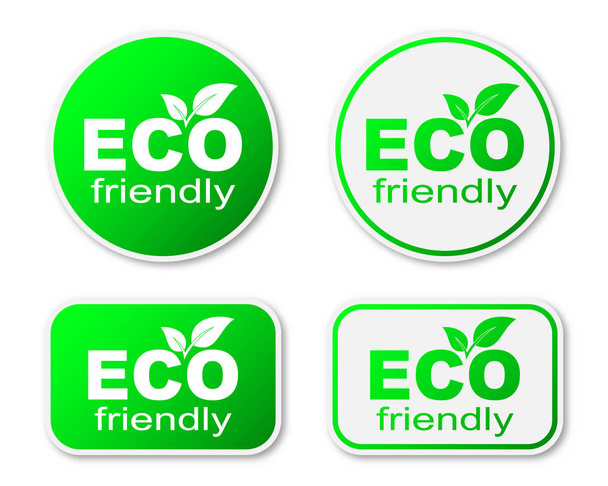 Σύνολο πράσινων αυτοκόλλητων Eco. Οικολογικό Περιβάλλον - Διάνυσμα, εικόνα
