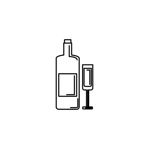 Izolowana konstrukcja linii butelki i ikony filiżanki - Wektor, obraz