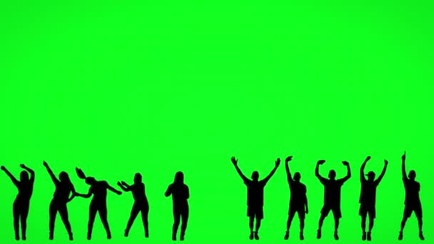 Yeşil ekranda dans eden insanların silueti - Video, Çekim