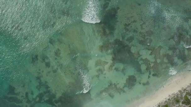 fliegen über eine Meeresoberfläche und Unterwasserriffe in der Nähe des Grand Turk in der Karibik - Filmmaterial, Video
