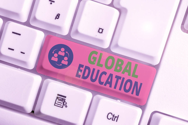 Text sign showing Global Education. Conceptual photo ideas taught to enhance one s is perception of the world. - Photo, Image