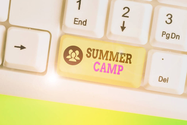 Text sign showing Summer Camp. Conceptual photo supervised program for children conducted during the summer. - Photo, Image