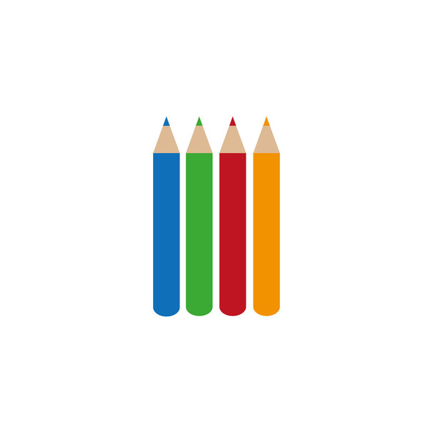 Crayons isolés de couleur à dessin vectoriel plat - Vecteur, image