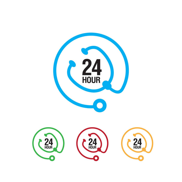24 ώρες γιατρός υπηρεσία λογότυπο εικονοφορέα. πρόσημο 24 / 7 ημέρες και n - Διάνυσμα, εικόνα