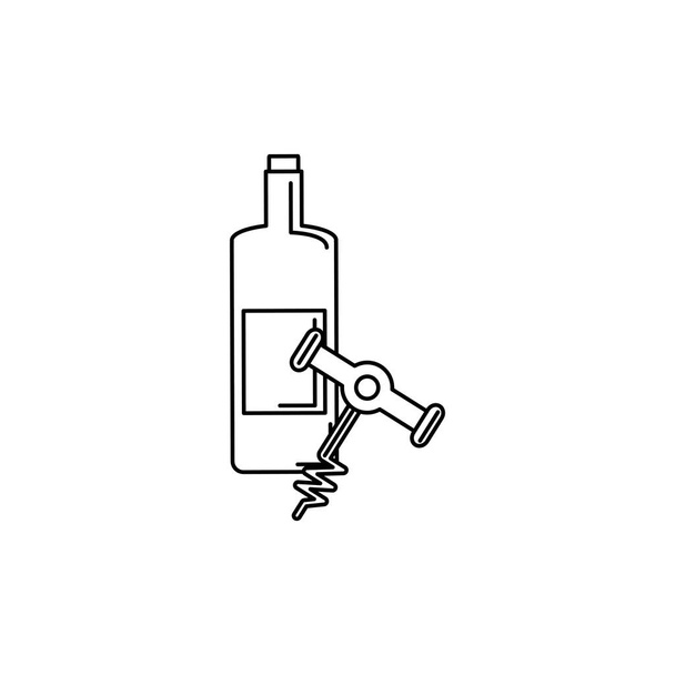 Isolated bottle and wine opener icon line design - Vektor, obrázek