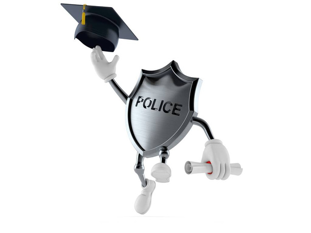 personagem distintivo da polícia jogando placa de argamassa
 - Foto, Imagem