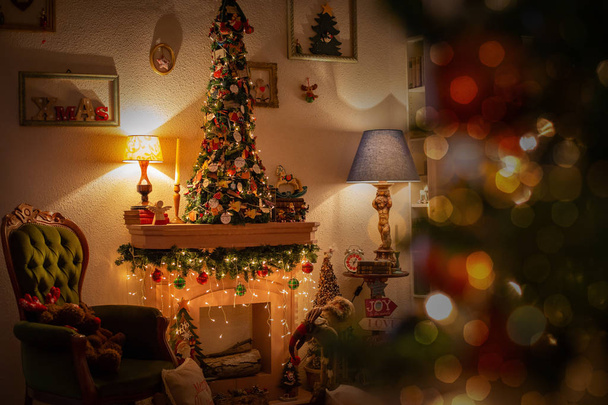Beautiful still life or illustrations of Christmas spirit and decorations with a lot of detailes in a warm and gentle light with a rich bokeh - Photo, Image