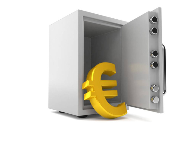 Euro currency inside safe - Photo, Image