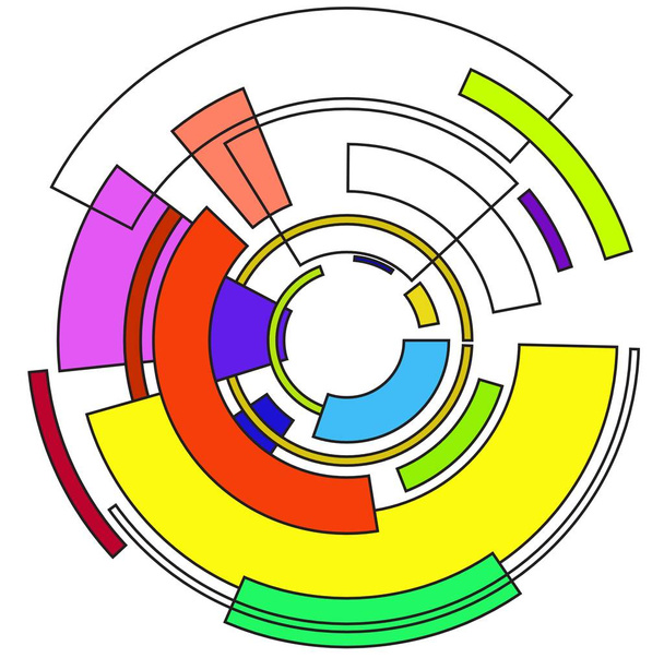 Круг с разноцветными геометрическими фигурами
 - Вектор,изображение