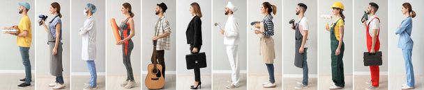 Collage with people in uniforms of different professions  - 写真・画像