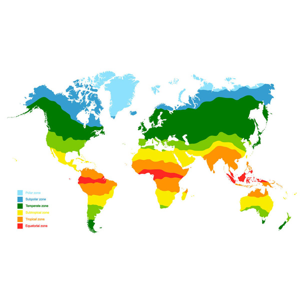 vektortérkép a világ éghajlati zónáival - Vektor, kép