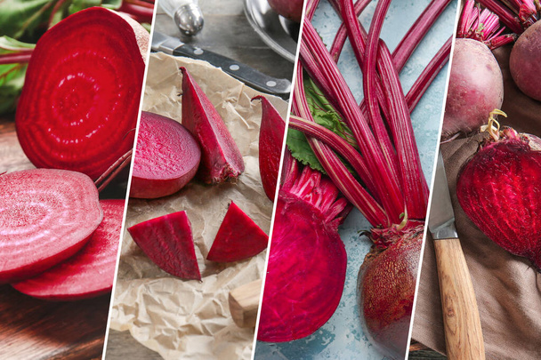 Collage of photos with fresh beet - Foto, Imagen
