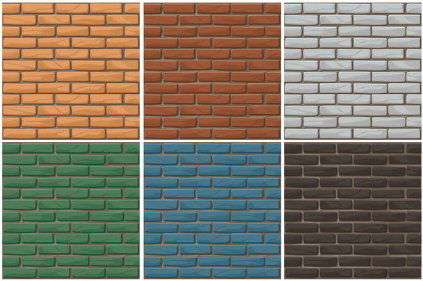 Ensemble de fond sans couture de mur de briques vectorielles. Collection de différentes textures de briques de couleur
 - Vecteur, image