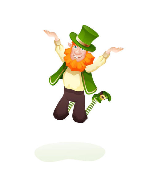 Funny Irish fantastic character, gnome leprechaun cartoon vector - Vektör, Görsel