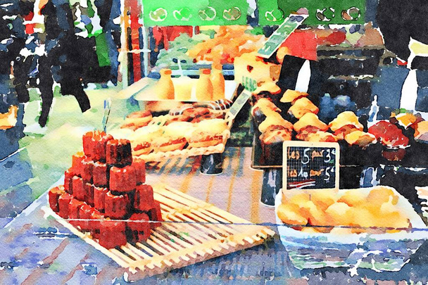 Sonbaharda Paris gıda pazarında şekerlemeler - Fotoğraf, Görsel