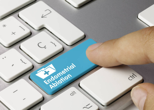 Endometrium-Ablation - Beschriftung auf blauer Tastatur. - Foto, Bild
