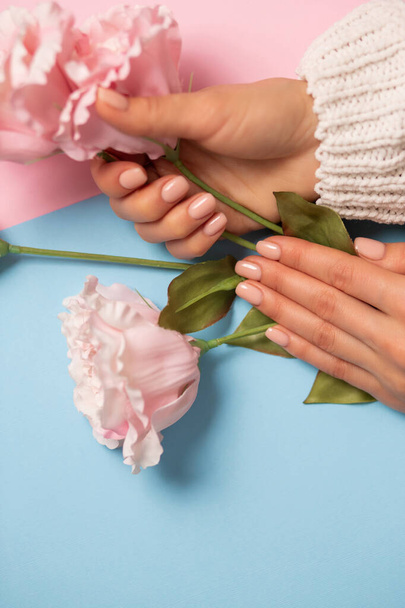 Beautiful woman's nails with manicure - 写真・画像