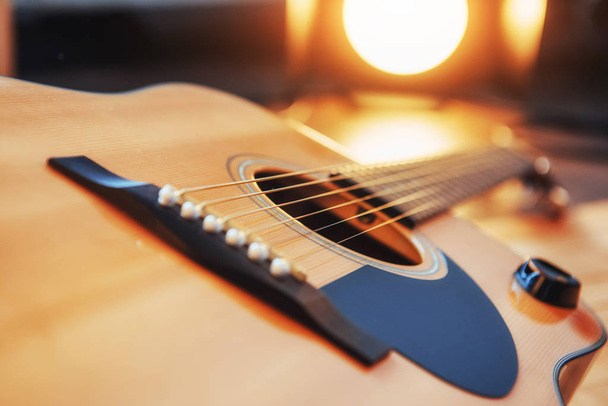 detail of classic guitar with shallow depth of field. - Foto, Imagem