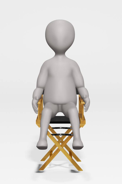 3D-Darstellung einer Cartoon-Figur mit Regiestuhl - Foto, Bild