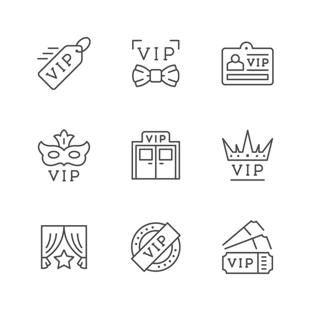 Establecer iconos de línea de VIP - Vector, imagen