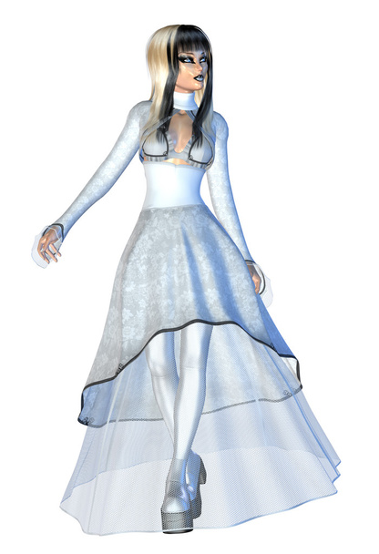 Gothic girl in white dress - Photo, Image